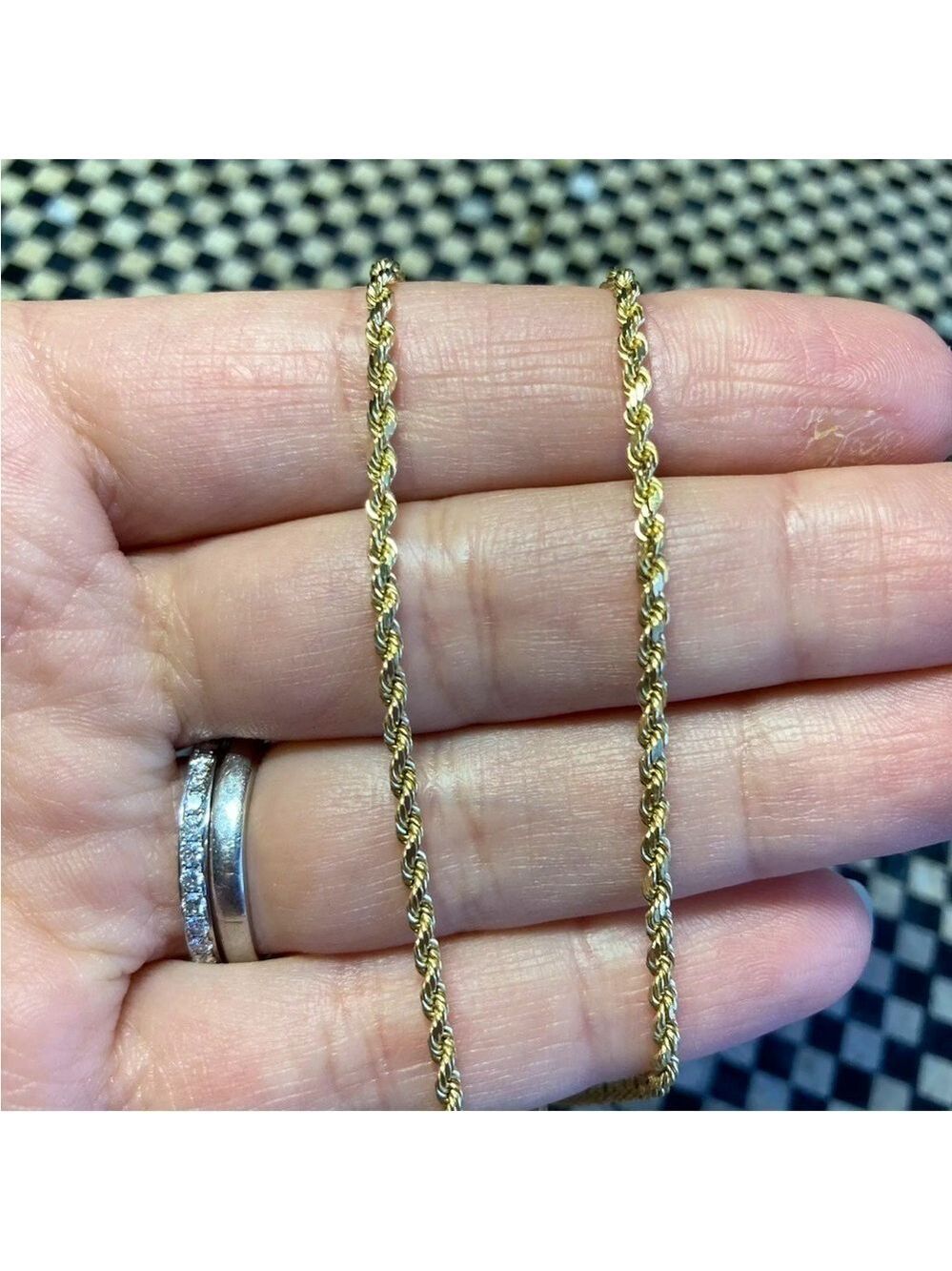 14K YELLOW GOLD CLASSIC ROPE CHAIN NECKLACE 24”